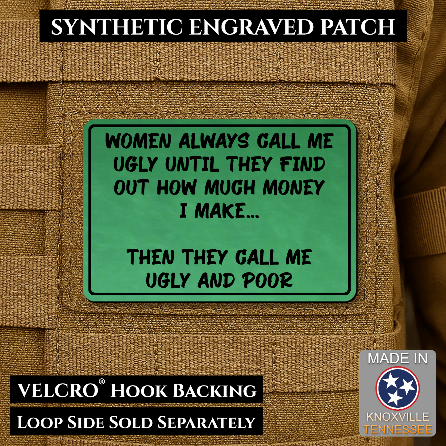 Ugly and Poor Funny Morale Patch | Made in USA | VELCRO® Brand Hook Backing